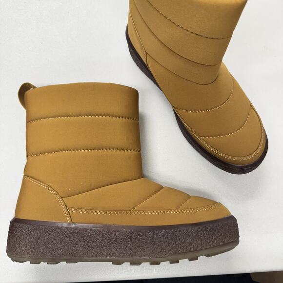 Madewell Toasty Puffer Boots Womens 8 Snow Tan Slip On Warm Winter Waterproof - Picture 1 of 10